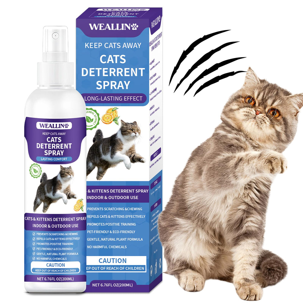 WEALLIN Cat Deterrent Spray bottle front view protects furniture from scratches.