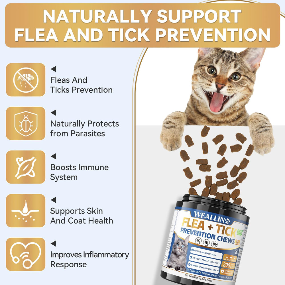 WEALLIN cat flea tick chews serving dish for convenient feeding.