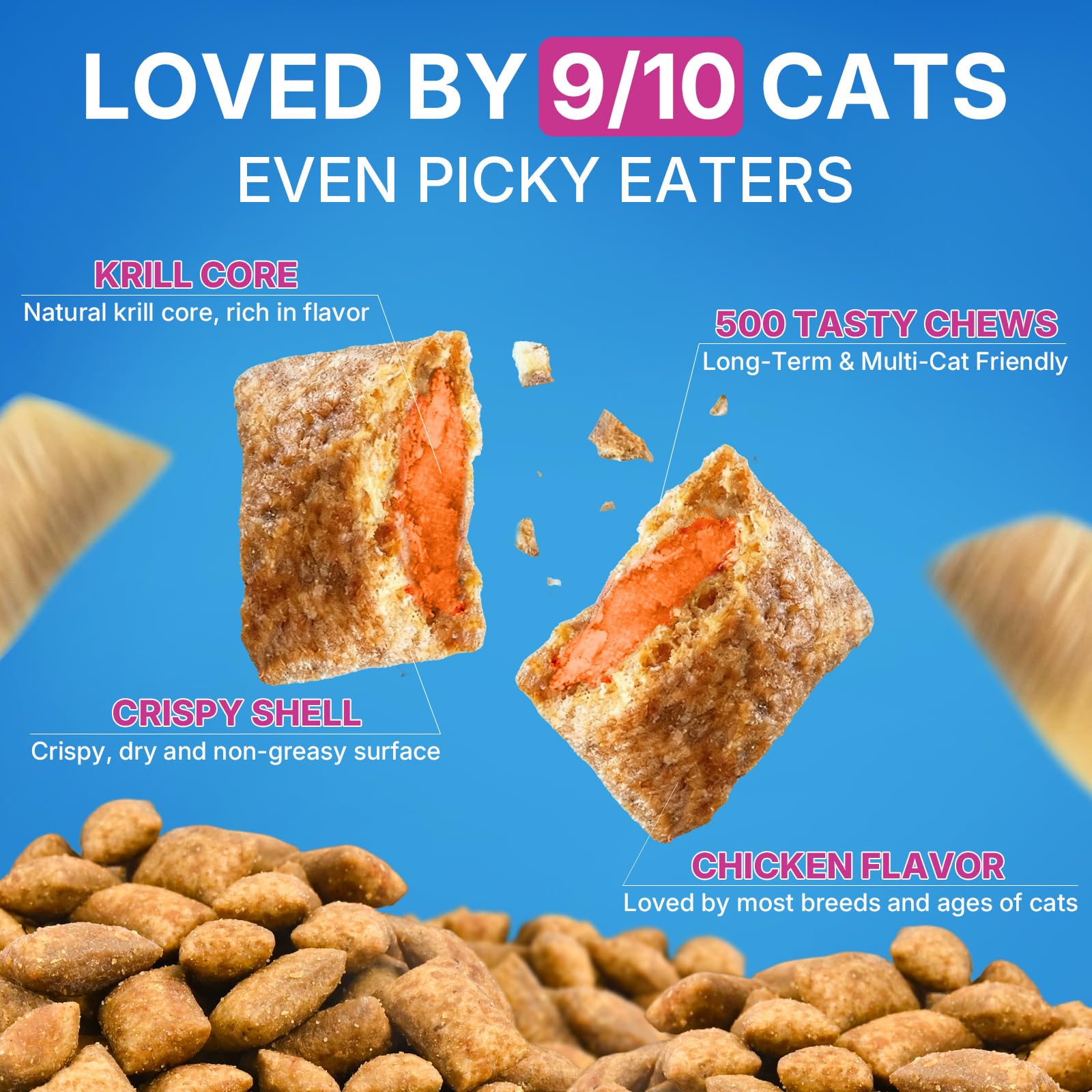 WEALLIN Cat Hairball Chews in chicken flavor that appeals to picky eaters and supports digestion.