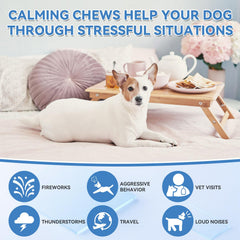 WEALLIN dog calming chews dispensing showing easy serving before stressful events