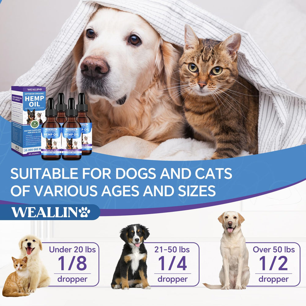 WEALLIN hemp oil dish mix-in shows easy feeding for skin and coat support