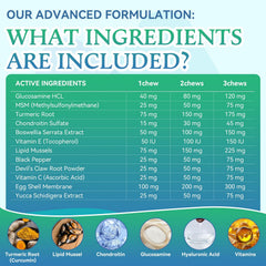 WEALLIN joint supplement label view highlighting key ingredients