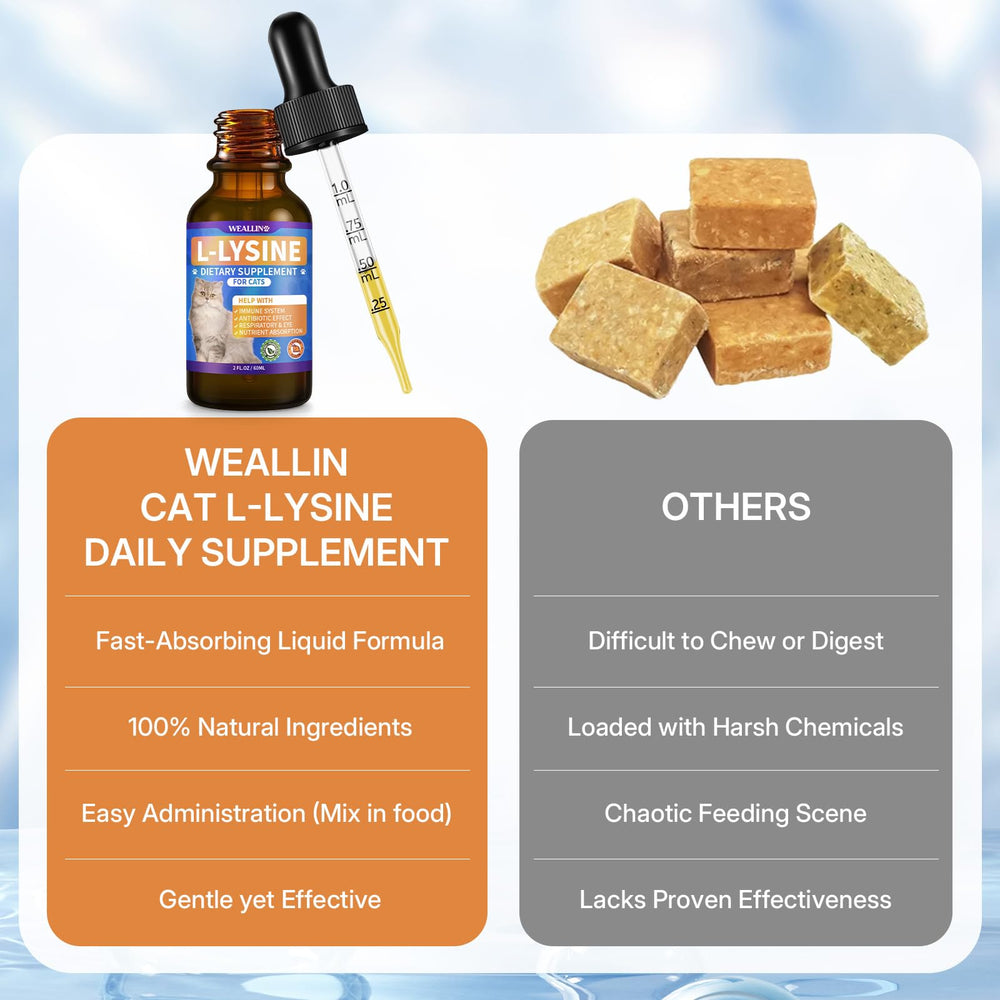WEALLIN L-Lysine for cats highlights safe gentle daily wellness.