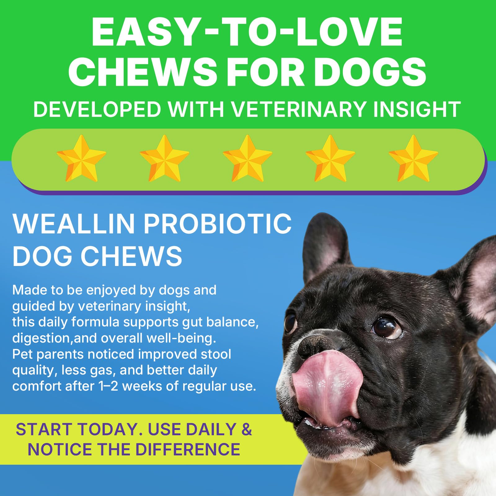 WEALLIN probiotic chews soft texture for easy administration.