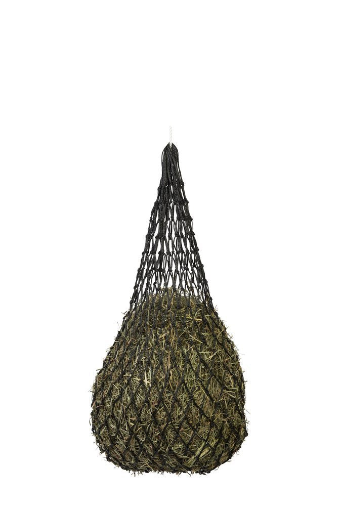 Weaver Equine slow feed hay net 36in black with 1-1.5 inch holes for controlled hay intake.