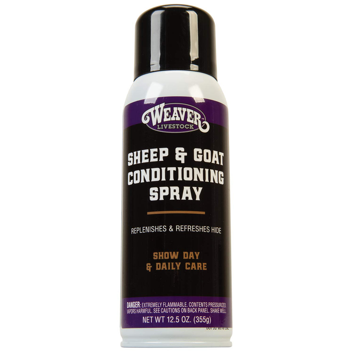Weaver Leather conditioning spray bottle shown for hair and hide conditioning, adds shine and manageability.