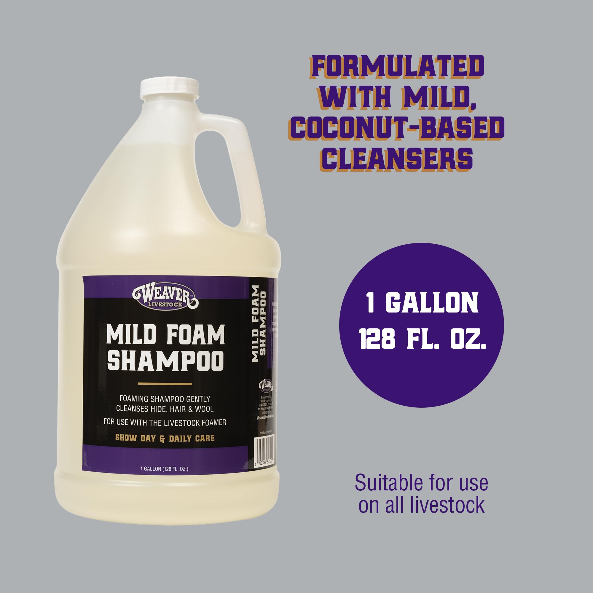 Weaver Leather Livestock Mild Foam Shampoo coat lather highlighting conditioning effect.