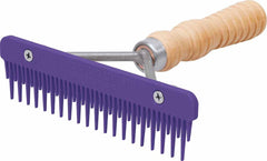 Weaver Leather mini fluffer comb with wood handle purple for precise grooming of goats and sheep