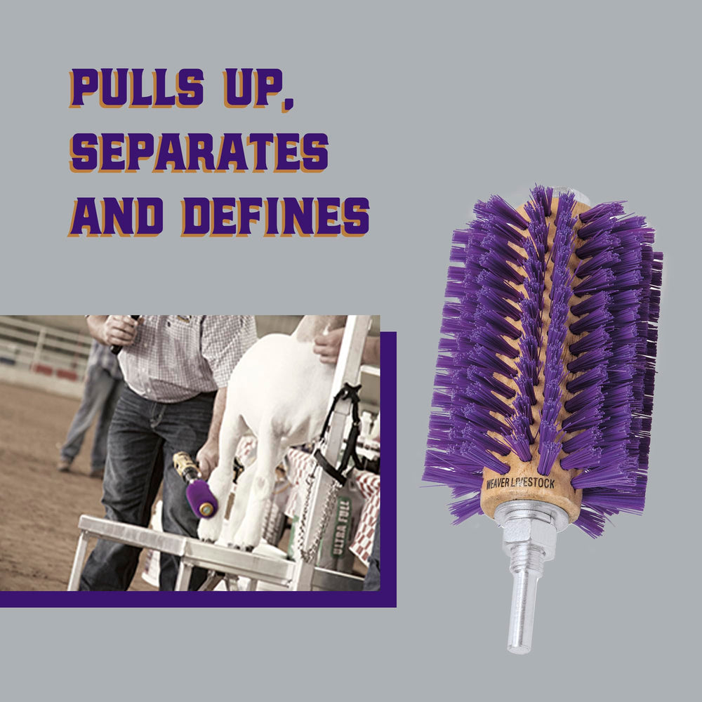 Weaver Leather Mini Roto Brush enhancing sheep coat definition and separation.