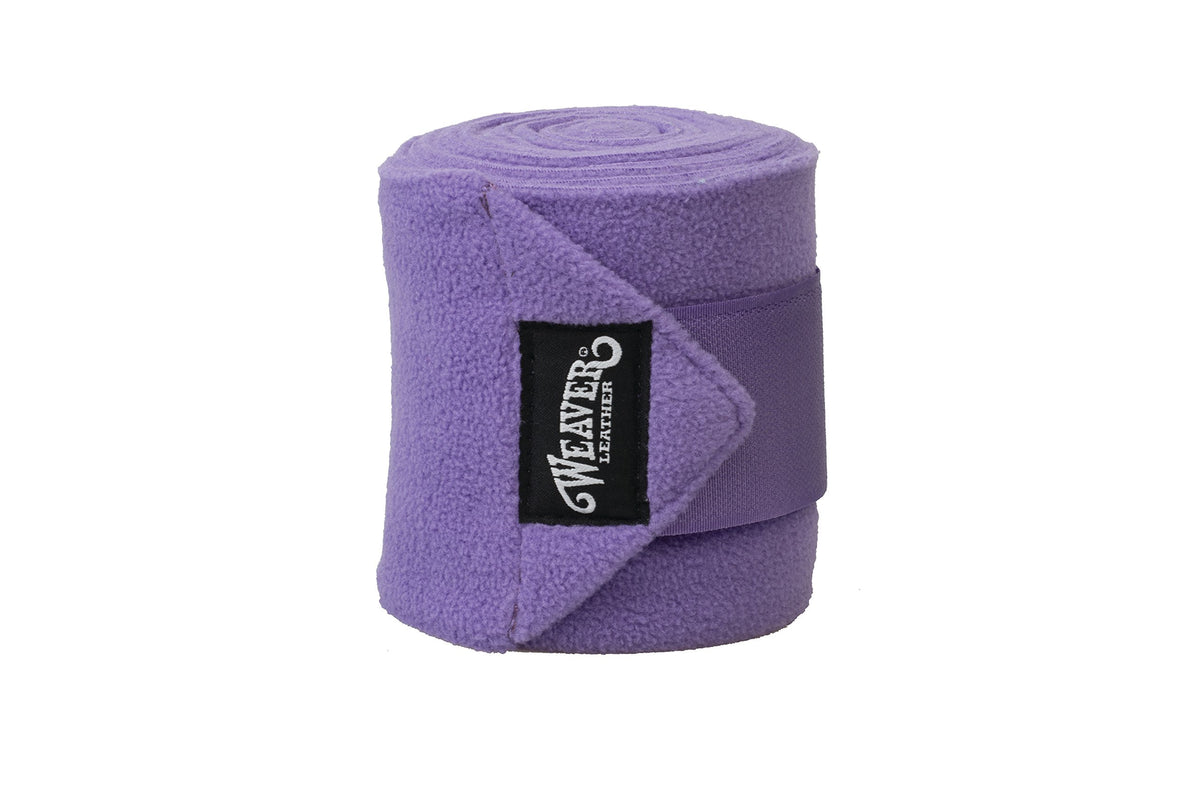 Weaver Leather Polo Leg Wraps close-up showing soft fleece and secure hook-and-loop closure.