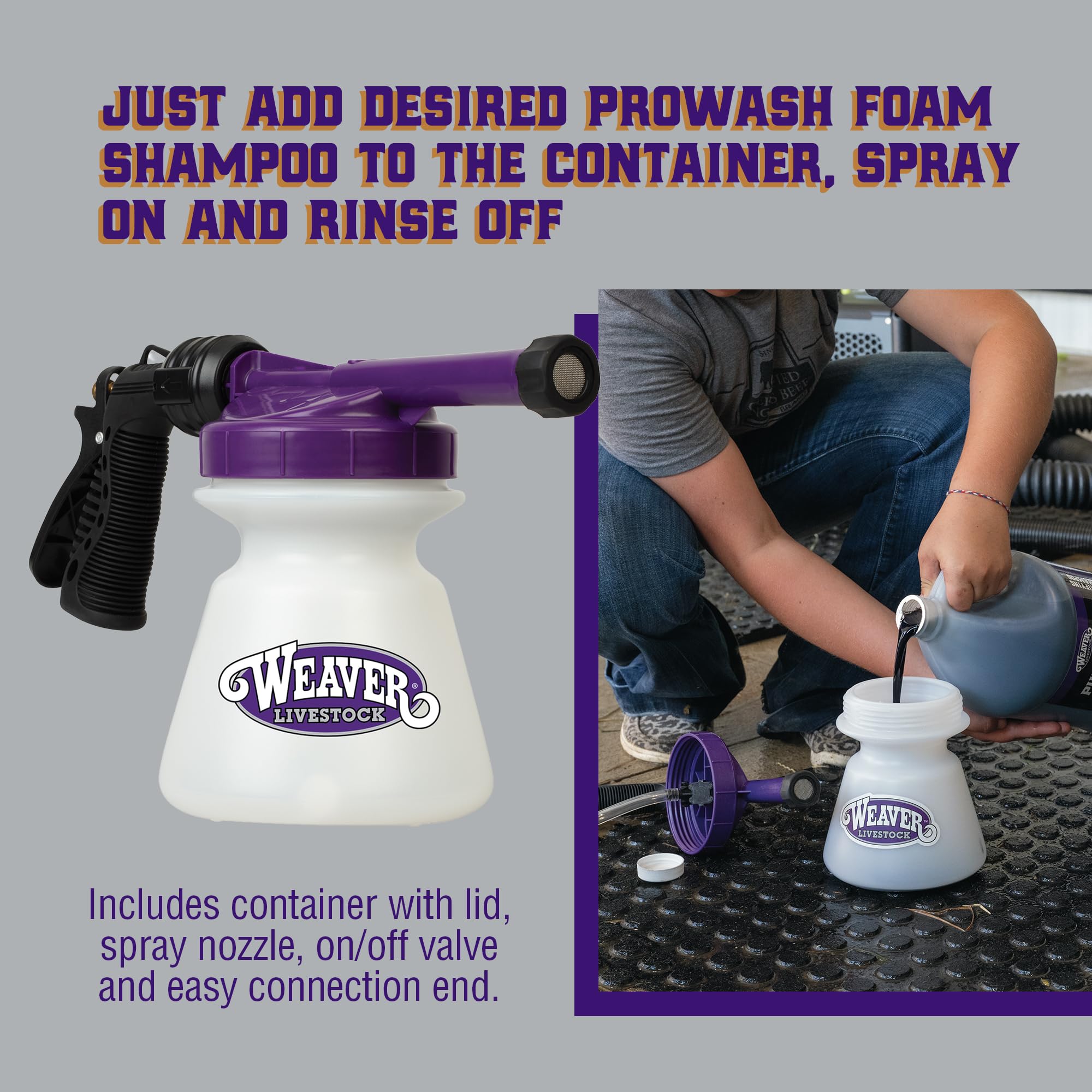 Weaver Livestock Foamer Set easy hose-connection end for fast setup.