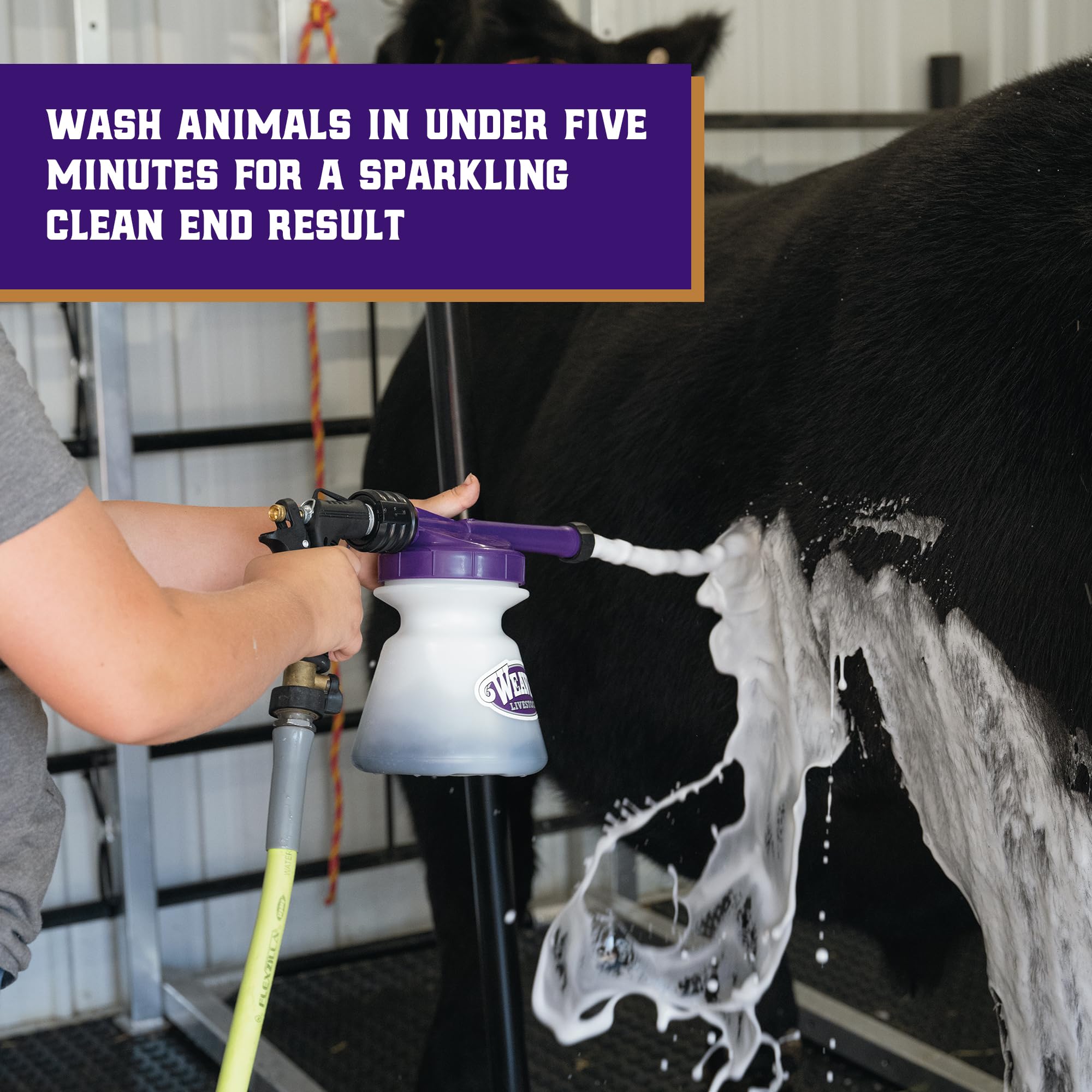 Weaver Livestock Foamer Set spray nozzle delivers even foam across coats.