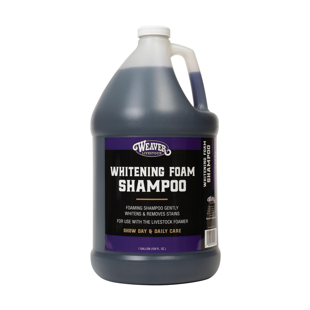Weaver Livestock Whitening Foam Shampoo bottle front showcasing lavender formula for a fresh coat.