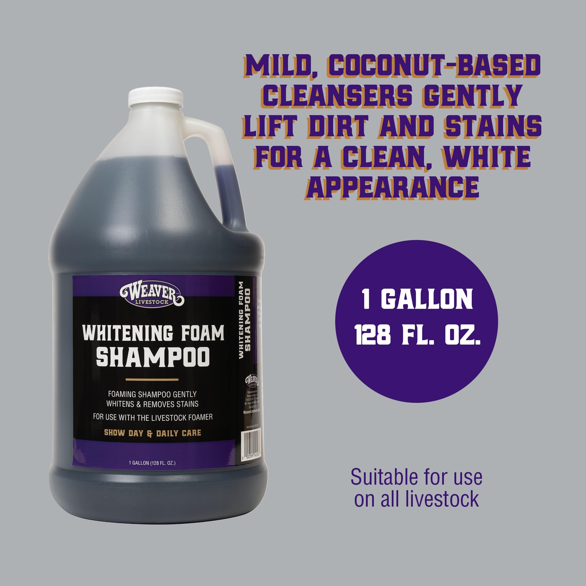 Weaver Livestock Whitening Foam Shampoo lather closeup showing rich foam for dirt removal.