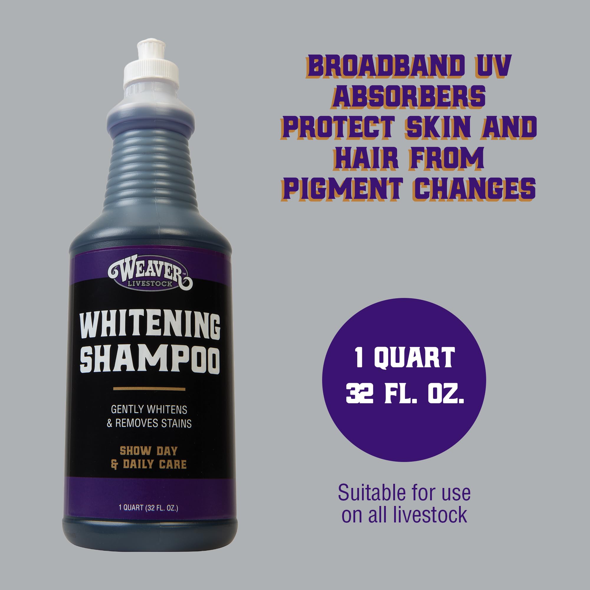 Weaver Livestock Whitening Shampoo foam coat close-up shows brightening and coat care