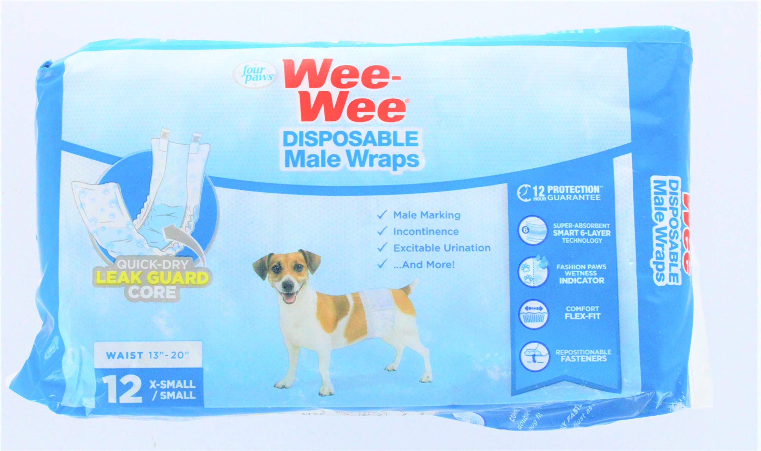 Wee-Wee Wraps worn by a small dog demonstrating secure fit.