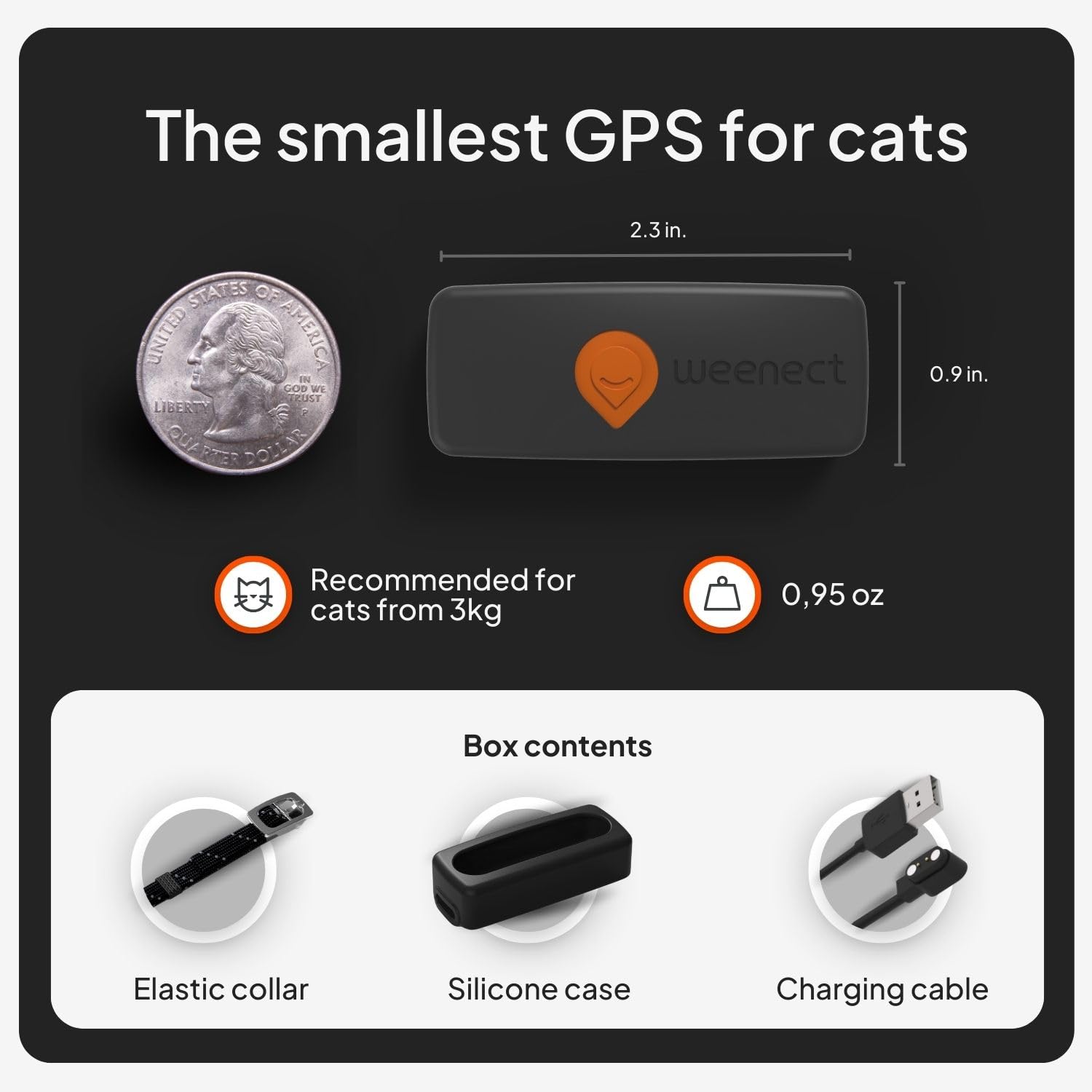 Weenect Cat XS battery life demonstrates long tracking between charges