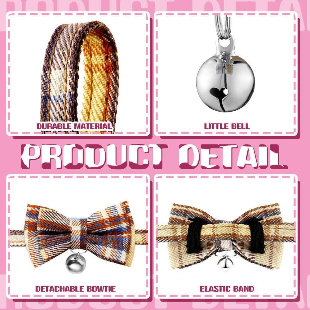 Weewooday removable bow tie and bell for adjustable style