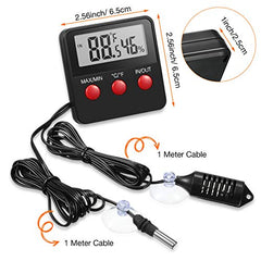 Weewooday digital terrarium monitor displays temperature and humidity indoors and outdoors.