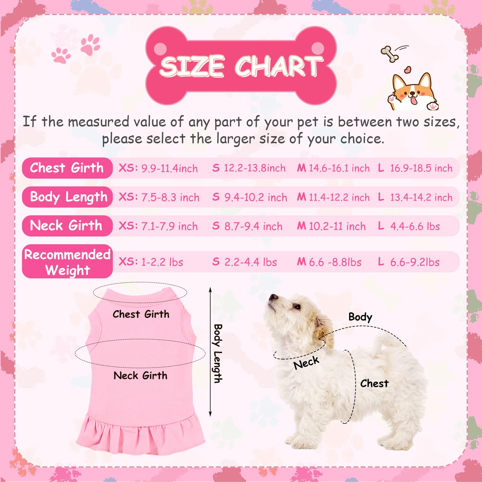 Weewooday dog dress rose flounced skirt, easy wear and cute daily look.