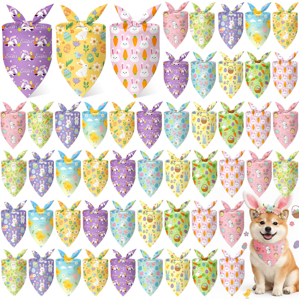 Weewooday Easter dog bandanas with bunny pattern for stylish outdoor walks