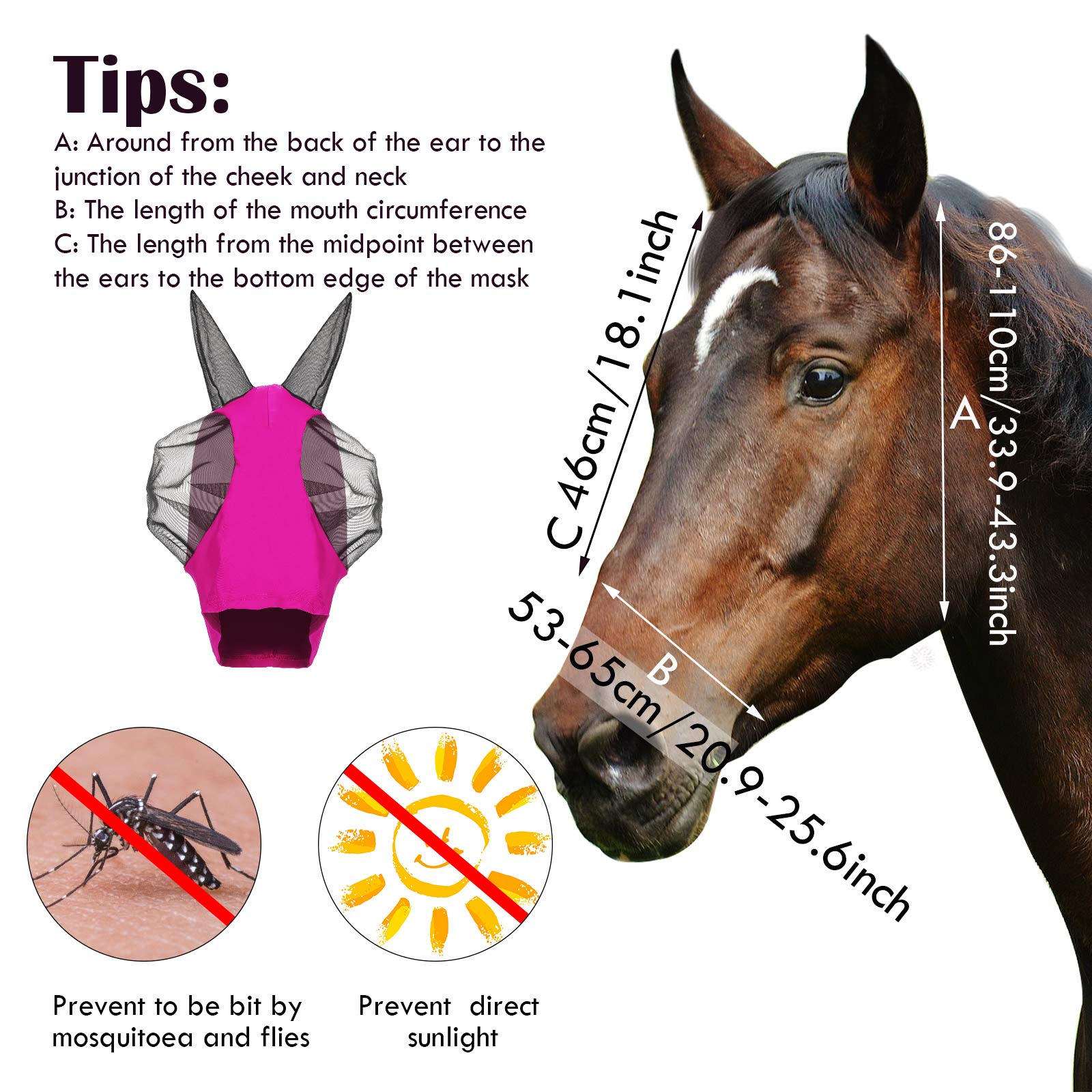 Weewooday horse fly mask full-face with ears in blue offers soft breathable protection for daily wear.
