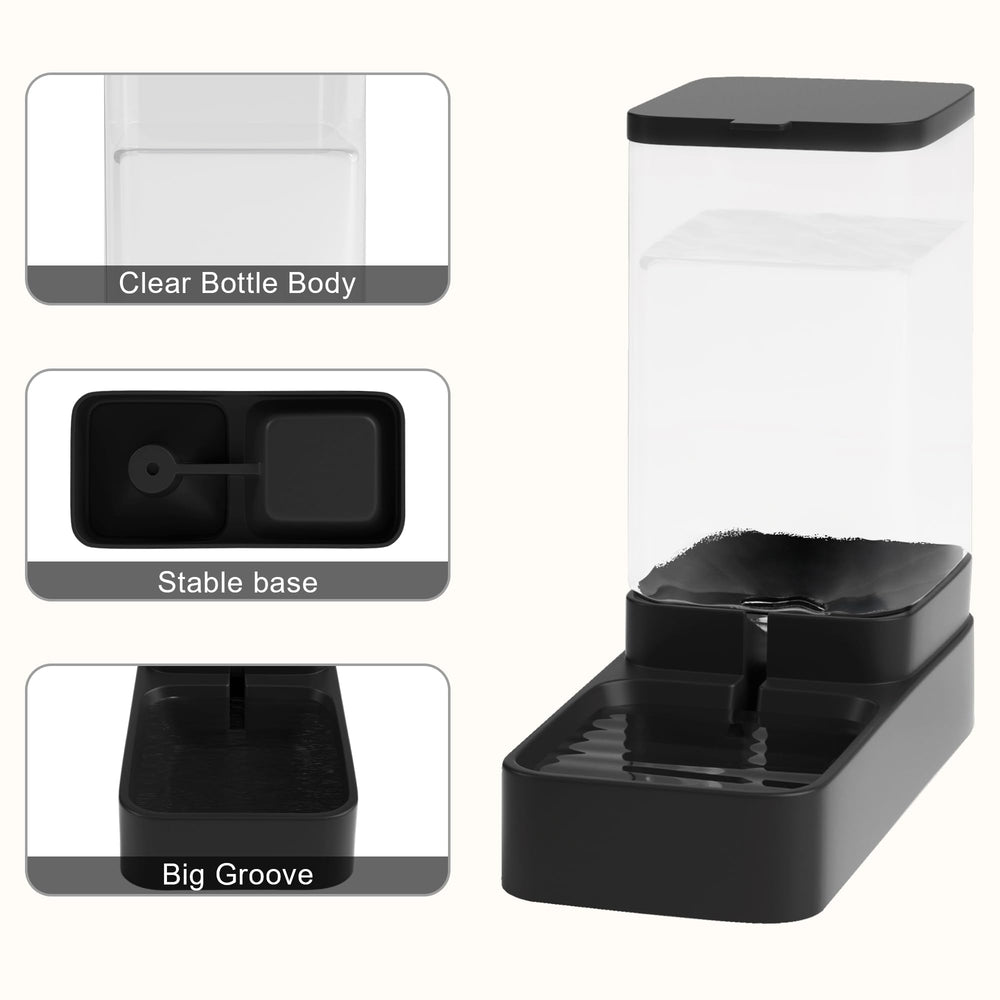 Wefeedy gravity-dog-waterer side view highlights automatic refill feature.