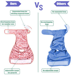 Wegreeco luxury washable dog diapers in aqua lace, leak-free outer layer protects furniture.