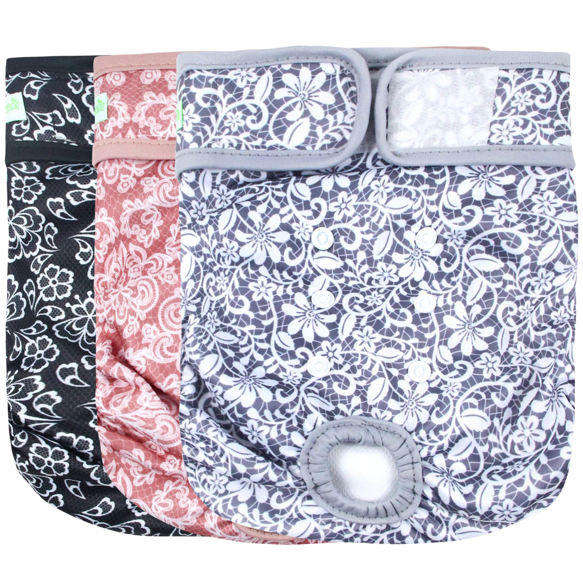 Wegreeco luxury washable dog diapers in hot pink lace, comfortable fit for female dogs.