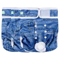 Wegreeco washable dog diapers front view for secure, comfortable fit during heat or training.