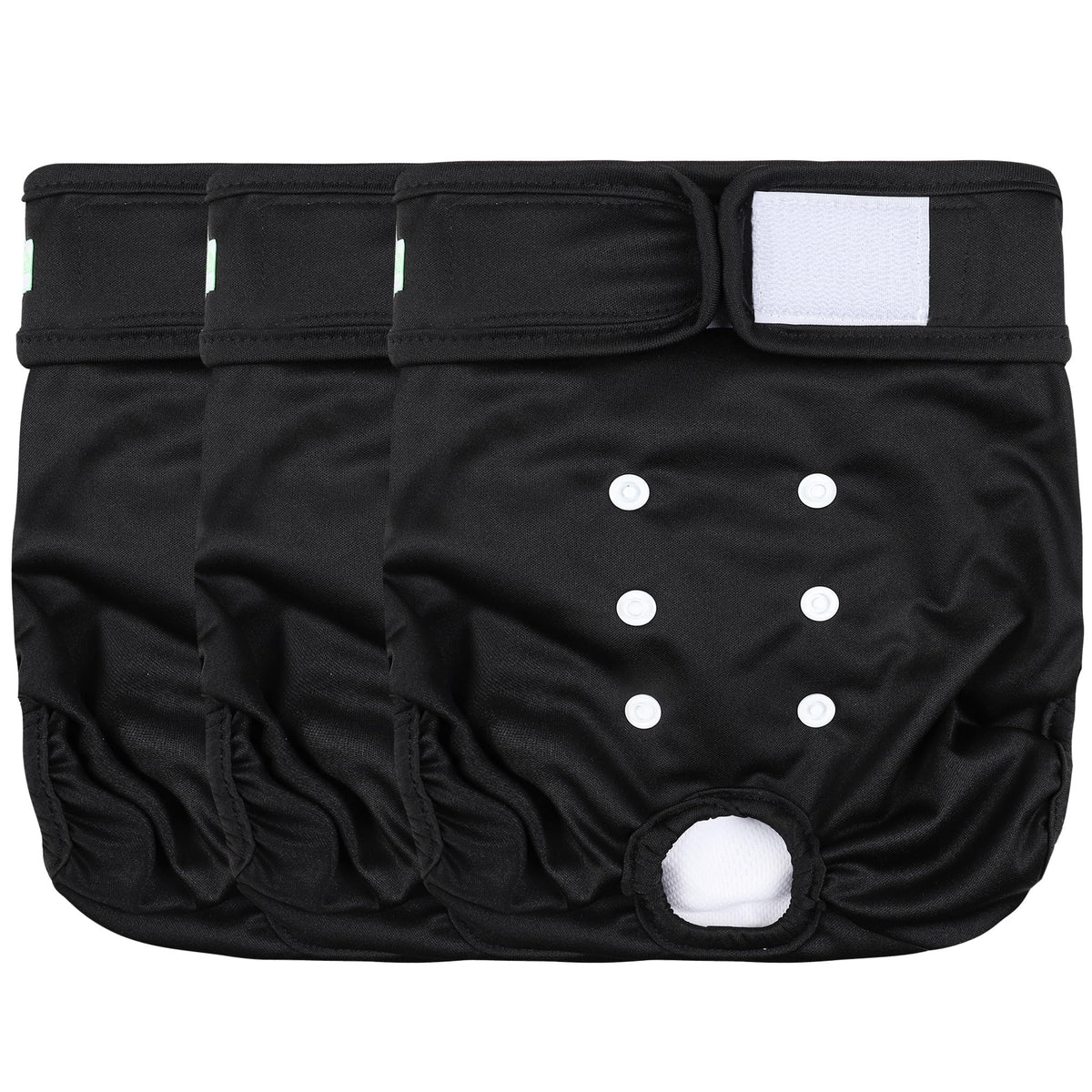Wegreeco washable female dog diapers front view in black XL for secure fit and comfort