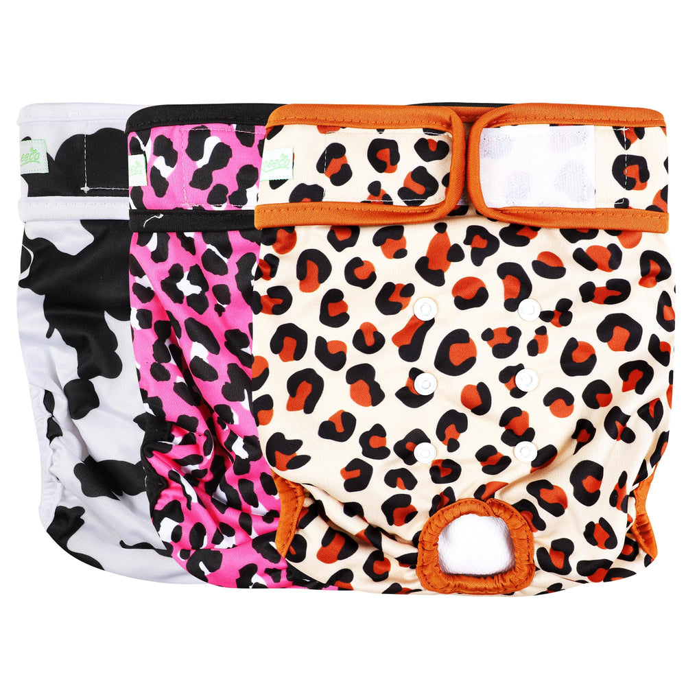 Wegreeco washable female dog diapers wrapped around a dog's waist for leak protection.