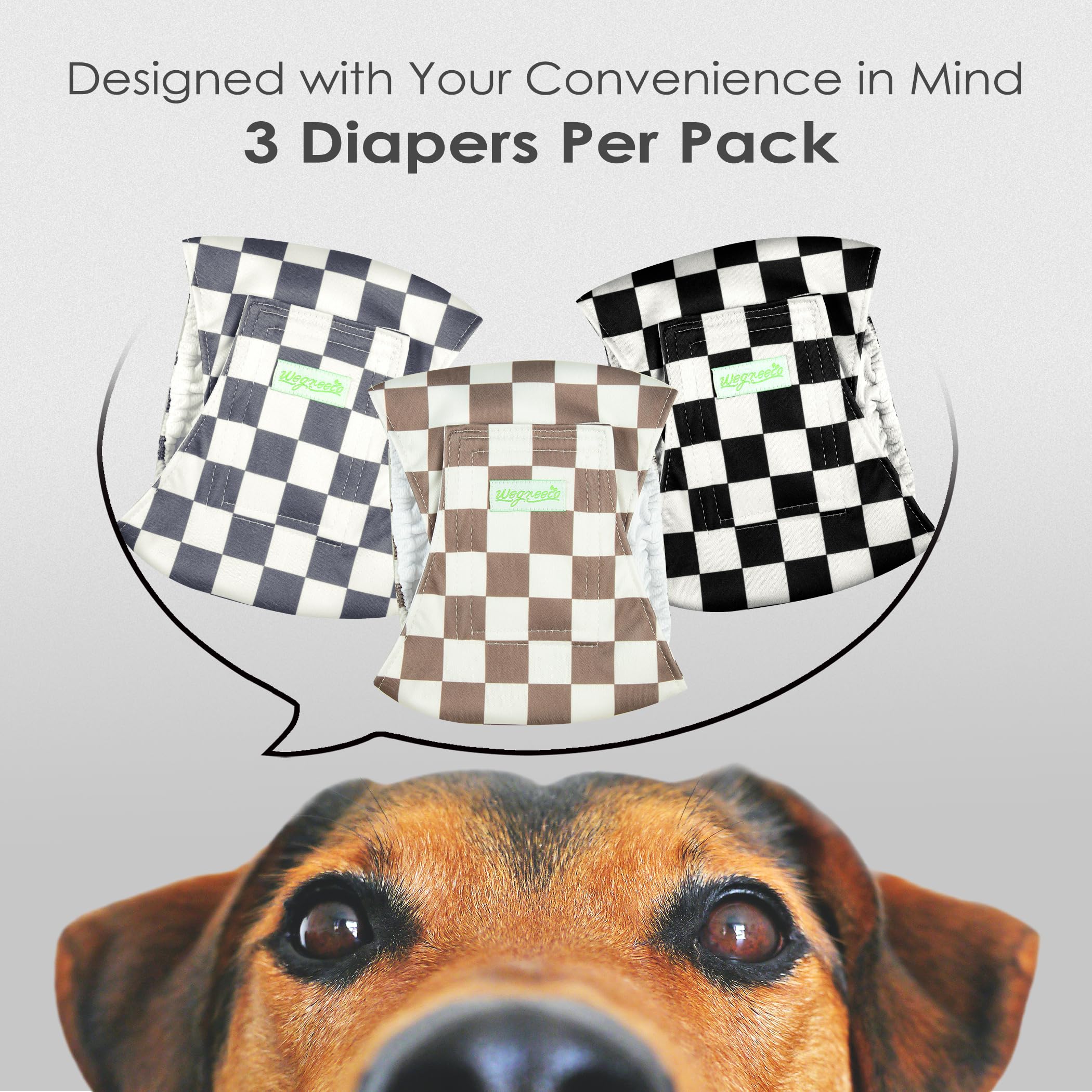 Wegreeco belly bands pack of 3 provides reusable relief during house training.