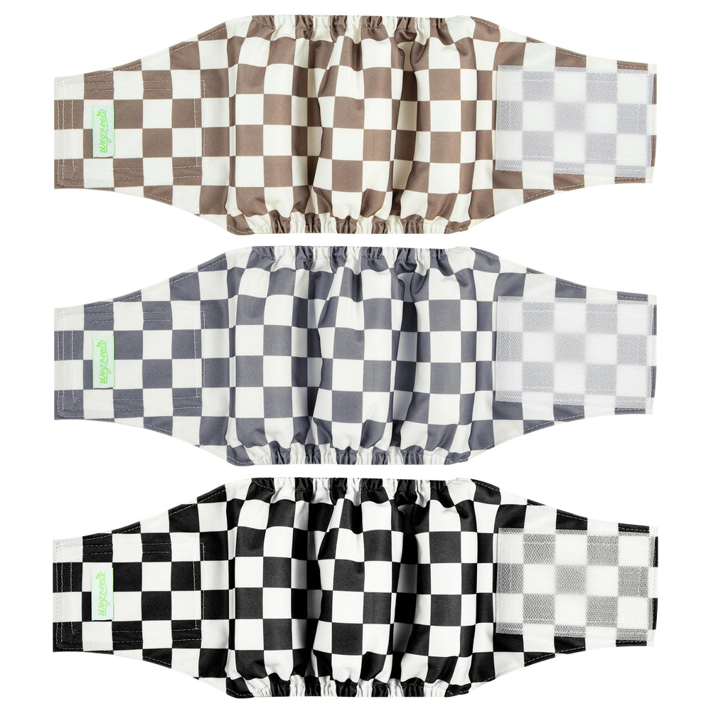 Wegreeco washable male dog belly band in stylish pattern; leak protection.