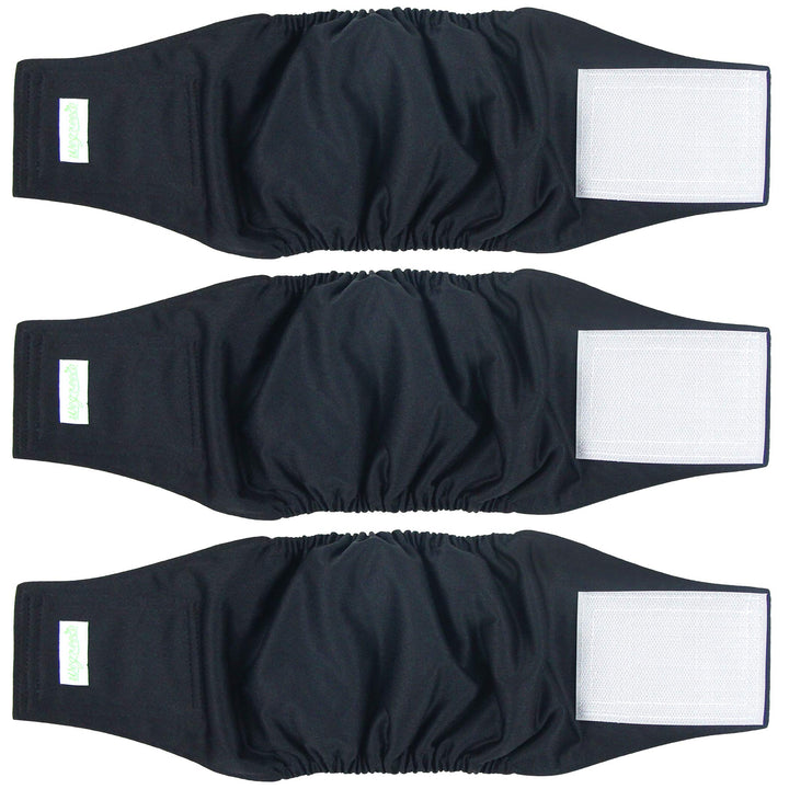 Wegreeco belly wrap in black XX-Large offers secure fit for large male dogs.