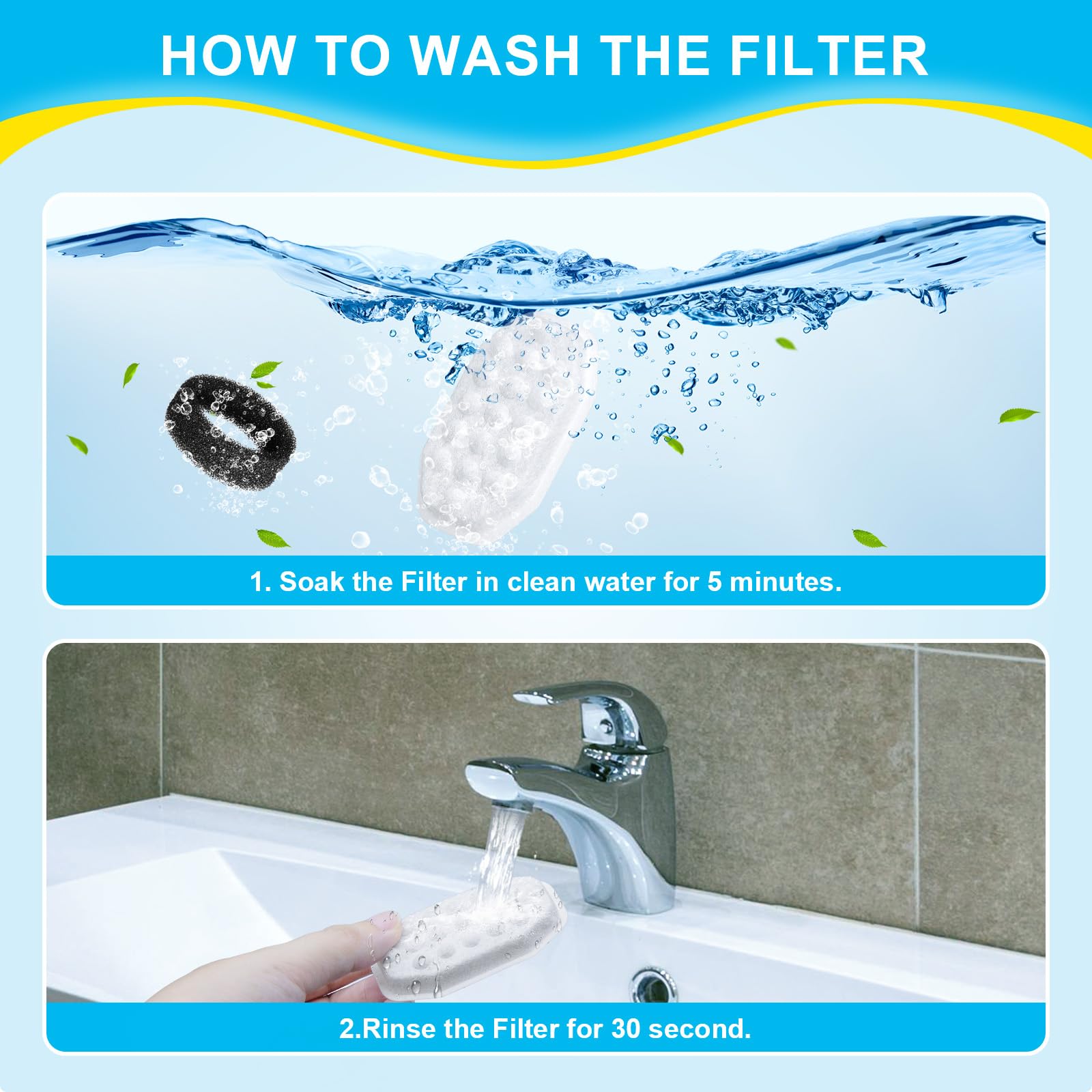 WEIKEY cat fountain filters packed individually for freshness and easy swaps