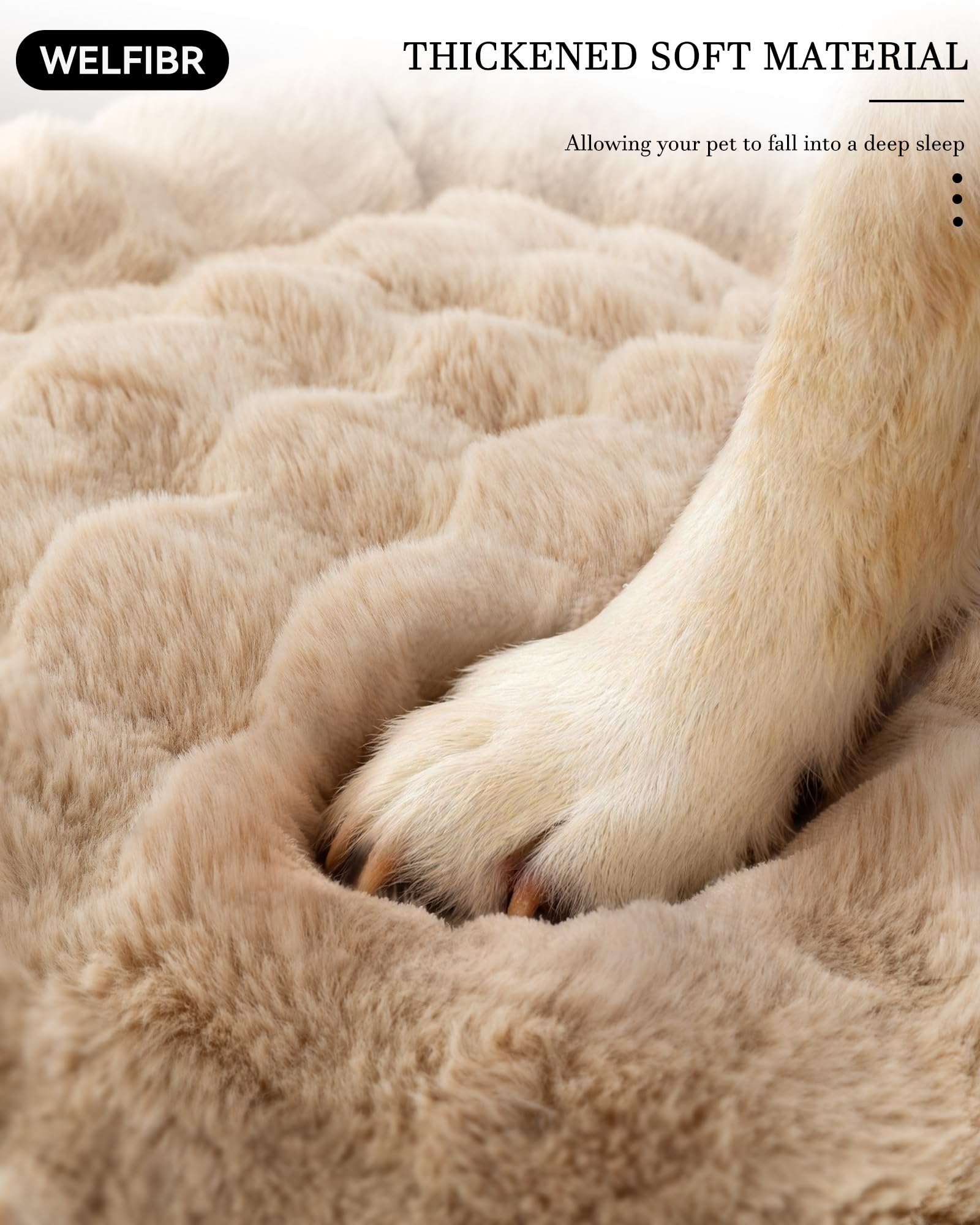 Welfibr dog bed shredded foam closeup highlights adaptive support and nest-like comfort.
