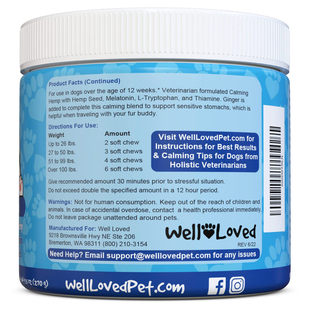 Well Loved Calming Chews bacon flavor chews visible for canine appeal