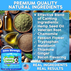 Well Loved Calming Chews packaging displays grain-free formula with natural ingredients.