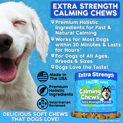 Well Loved Calming Chews treats close-up emphasizing bacon flavor loved by dogs.