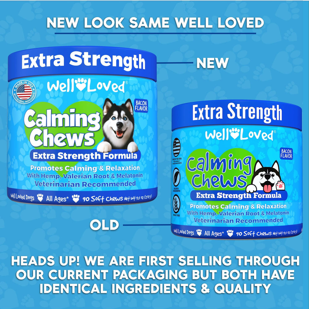 Well Loved Calming Chews USA-made label signaling trusted pet supplement quality.