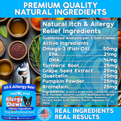 Ingredients list for Well Loved chews includes omega-3, turmeric, and more.
