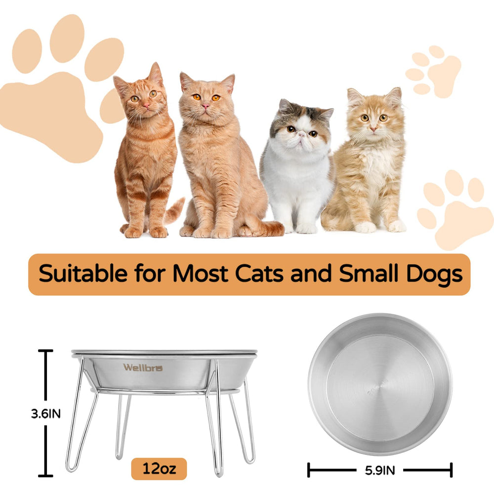 Wellbro 12oz capacity cat bowls reduce refills for busy households.