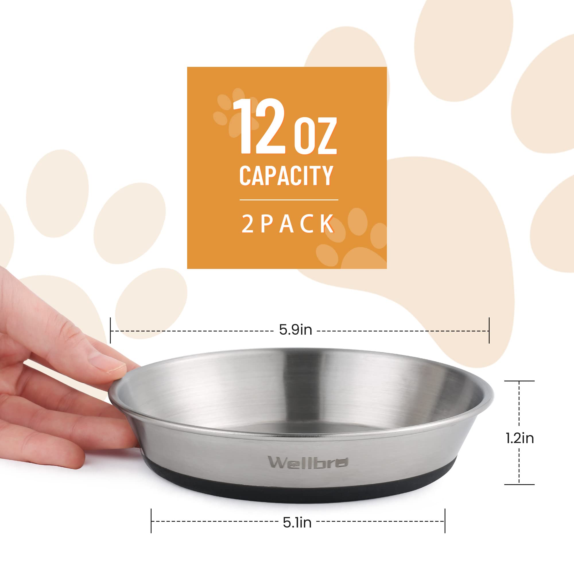 Wellbro cat bowls showing anti-slip silicone bottom to prevent sliding
