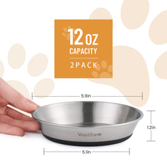Wellbro cat bowls showing anti-slip silicone bottom to prevent sliding