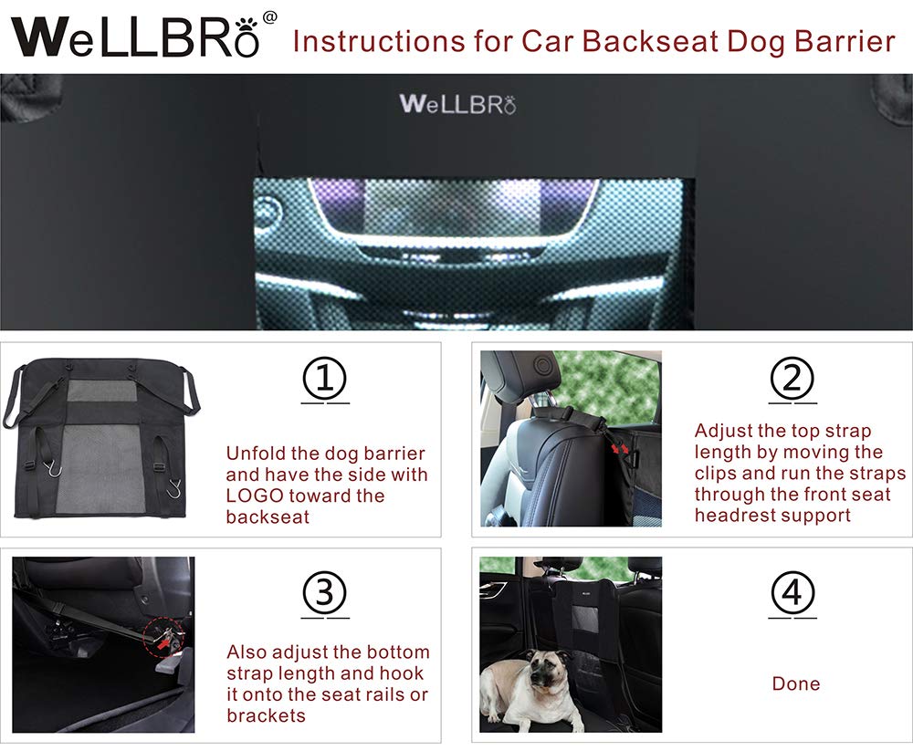 Wellbro dog car barrier coverage gap on most cars for secure shielding.