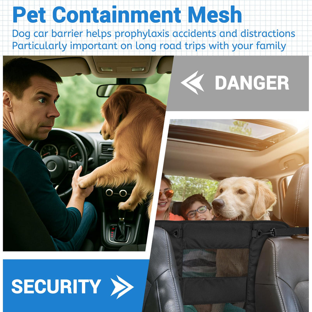 Wellbro dog car barrier nylon material offers durability and easy cleaning.