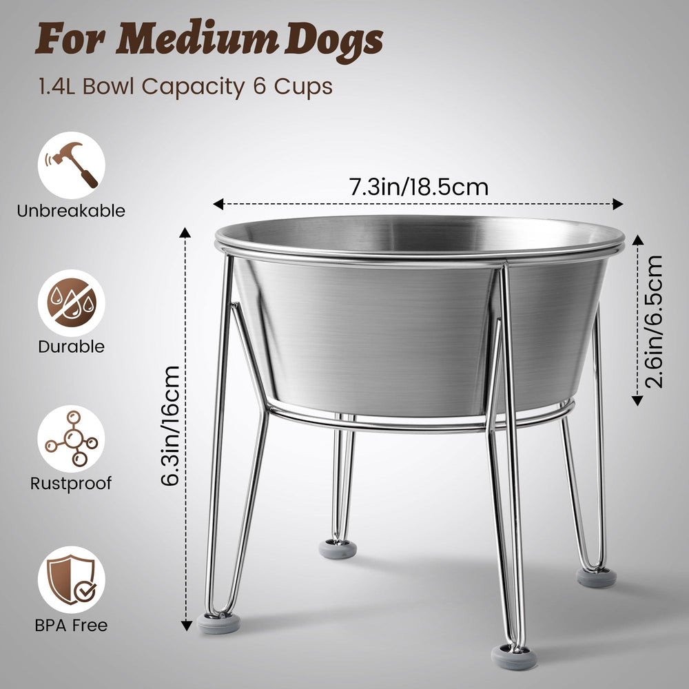 Wellbro stainless steel dog bowls close-up showing rust-proof finish