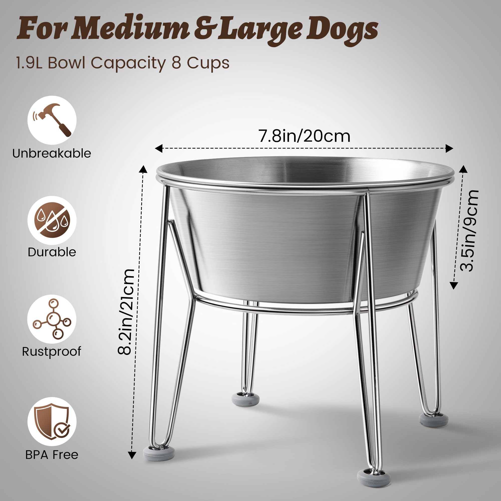 Wellbro stainless steel dog bowls that are rust-resistant and easy to clean.