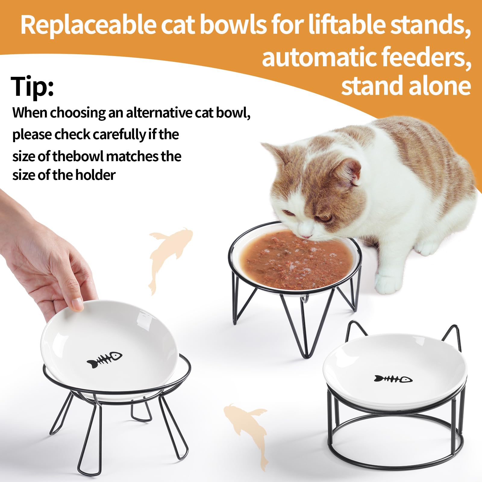 Wellbro three-pack cat bowls for multiple cats and convenient dining.